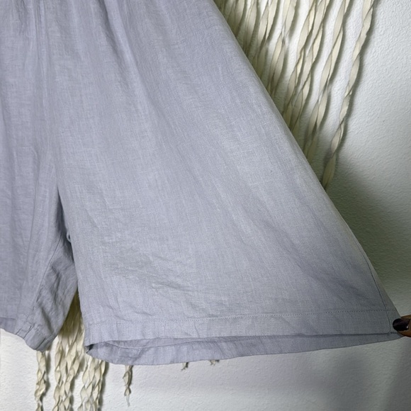 Flax Dove Gray Elastic Waist Linen Shorts with Pockets 3G (3X) - Picture 9 of 10
